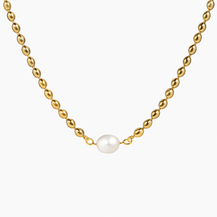 Sara - Beaded Necklace Accented With Pearl