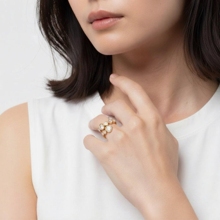 Jiya - Sparkling Rope of Hearts Ring