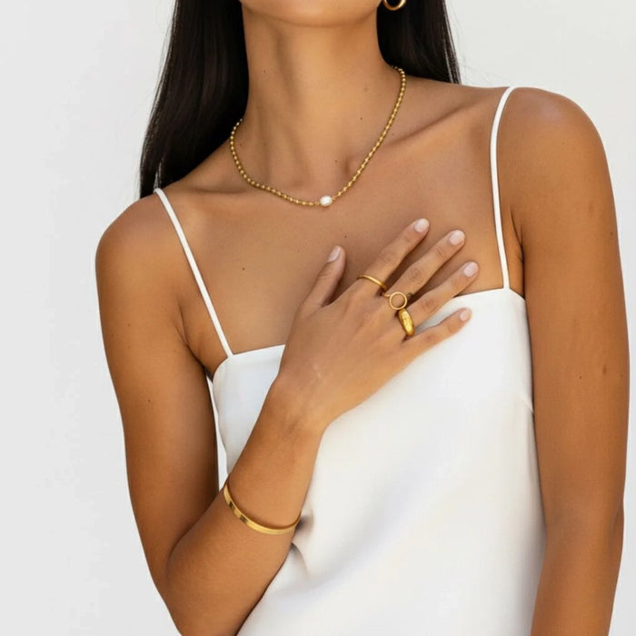 Sara - Beaded Necklace Accented With Pearl